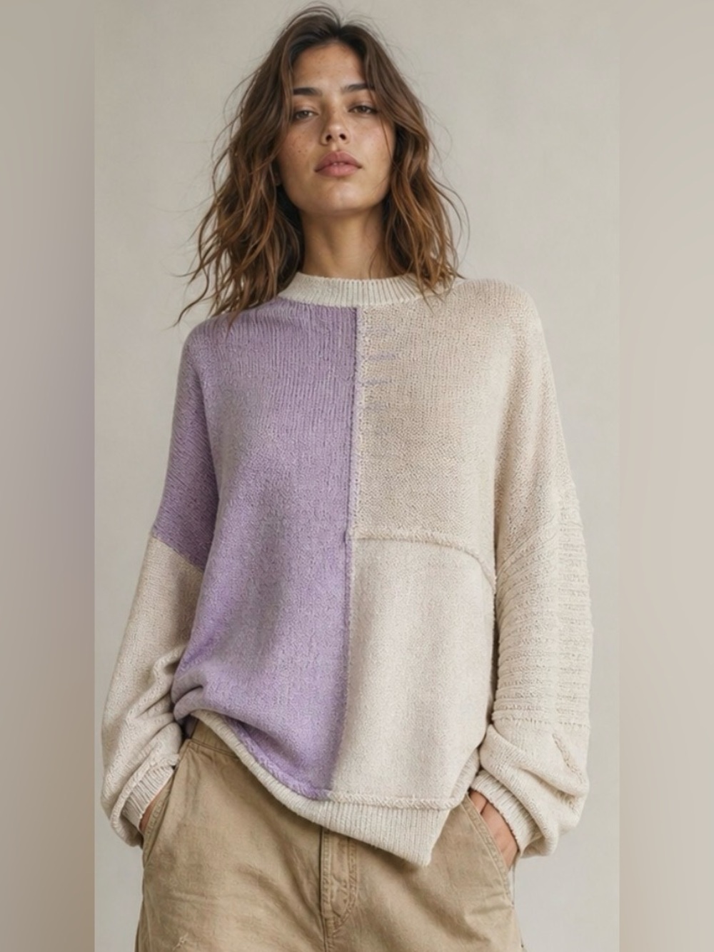 NWT - Mystree Colour Block Pullover in Lilac Combo